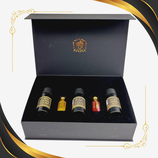 Set box of Perfumes and Tola -3 bottle 60ml and 2 tola 12 g - Zein Al Sham